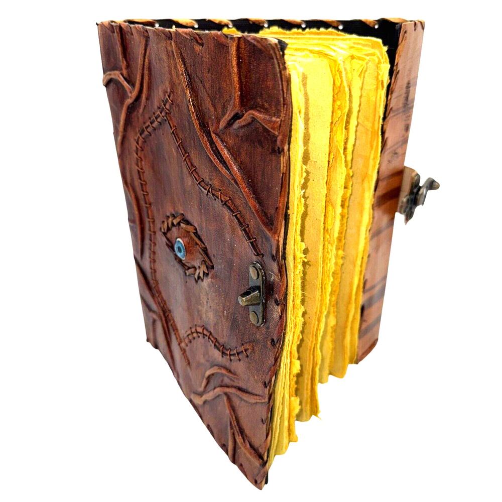 Handmade Paper Notebook Leather Evil Eye Journal Disney Hocus Pocus Gothic Goth - Picture 1 of 9
